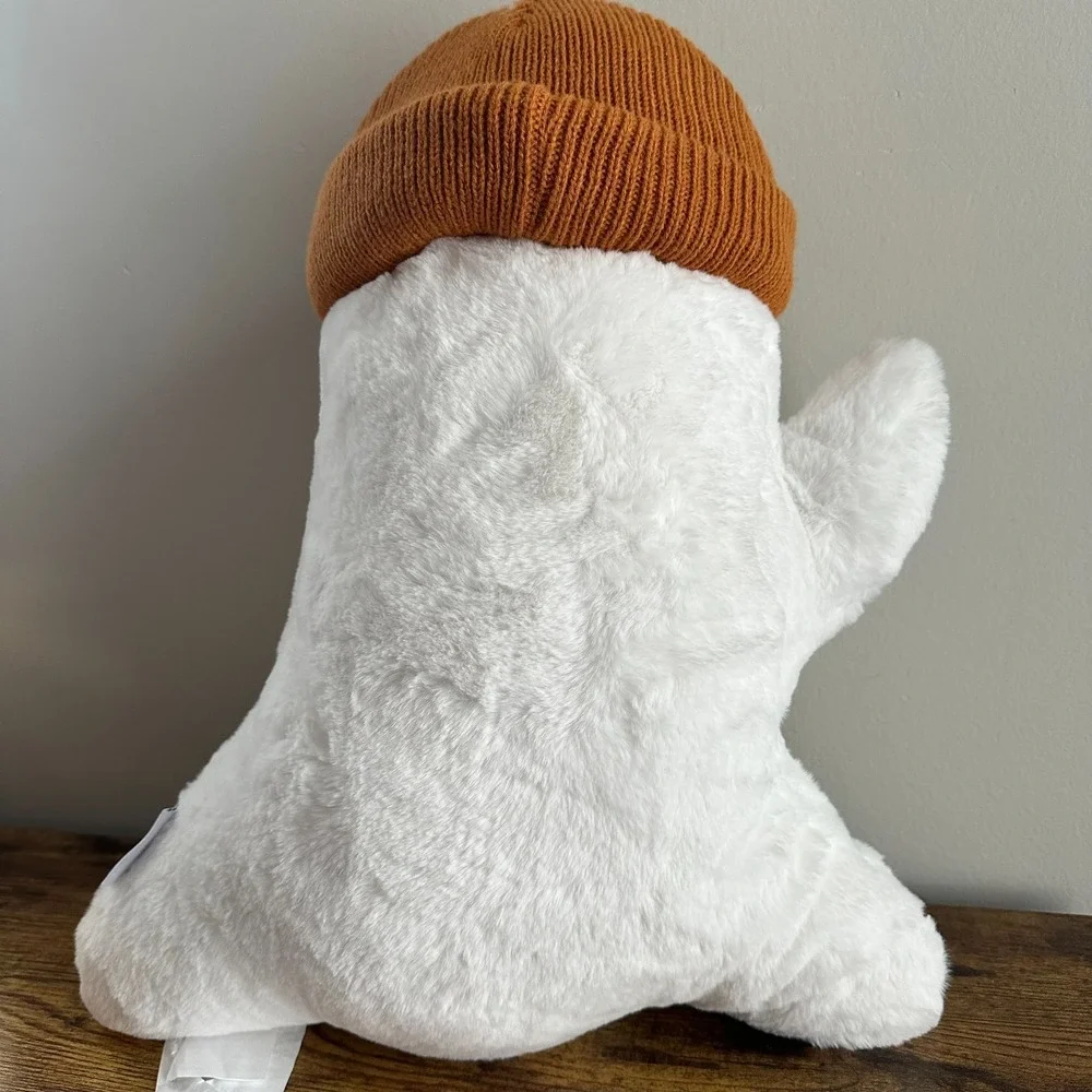 New Martha Stewart Ghost Holding Football Pillow Beanie Brown Sports Superbowl